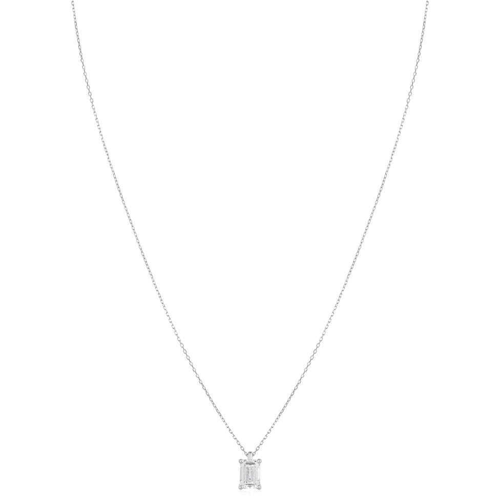 18ct White Gold Lab Grown Emerald-Cut Diamond Necklace 1.50ct Thumbnail Image 1