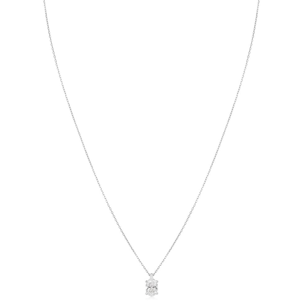 18ct White Gold Lab Grown Oval-Cut Diamond Necklace 1.00ct Thumbnail Image 1