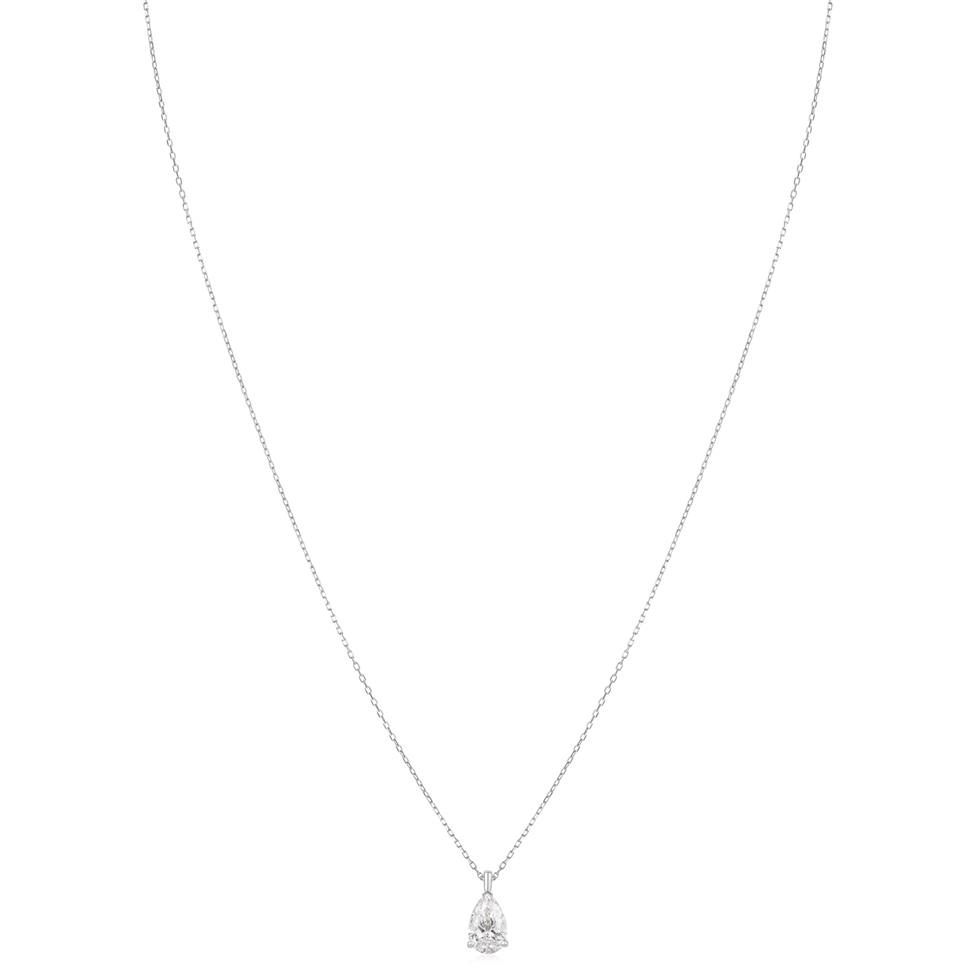 18ct White Gold Lab Grown Pear Shape Diamond Necklace 1.00ct Thumbnail Image 1