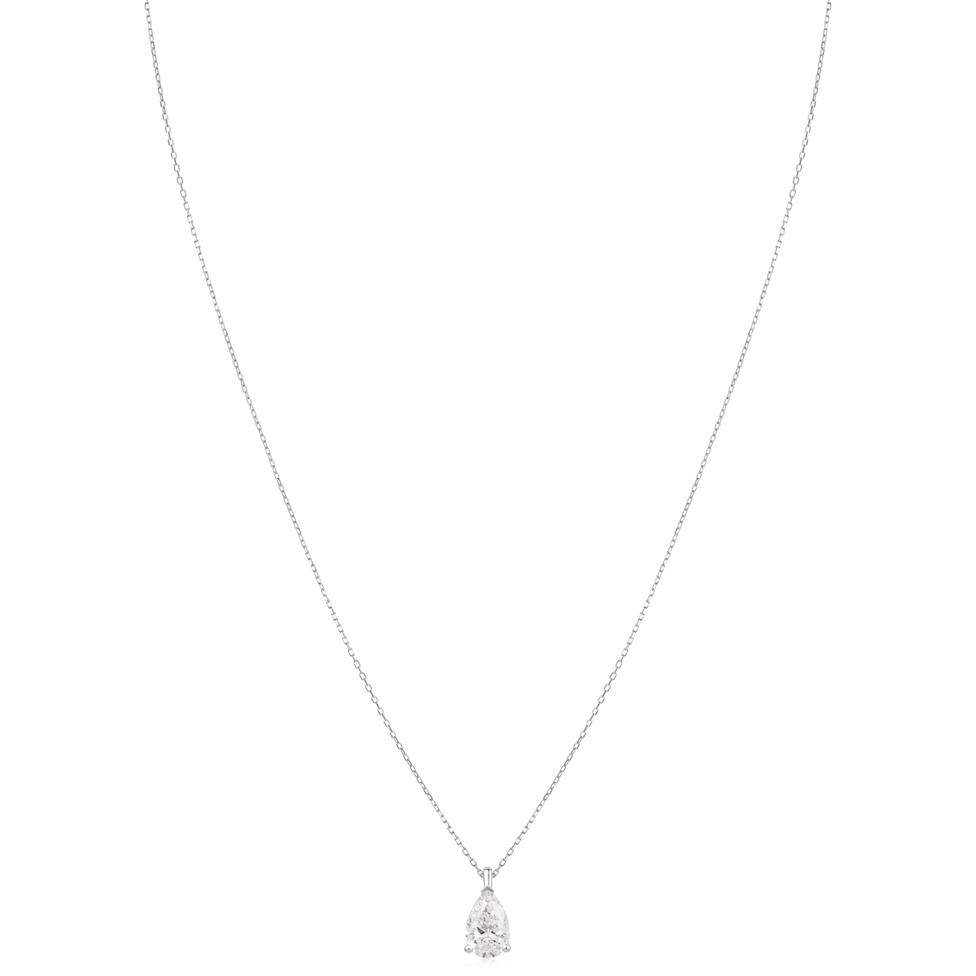 18ct White Gold Lab Grown Pear Shape Diamond Necklace 1.50ct Thumbnail Image 1