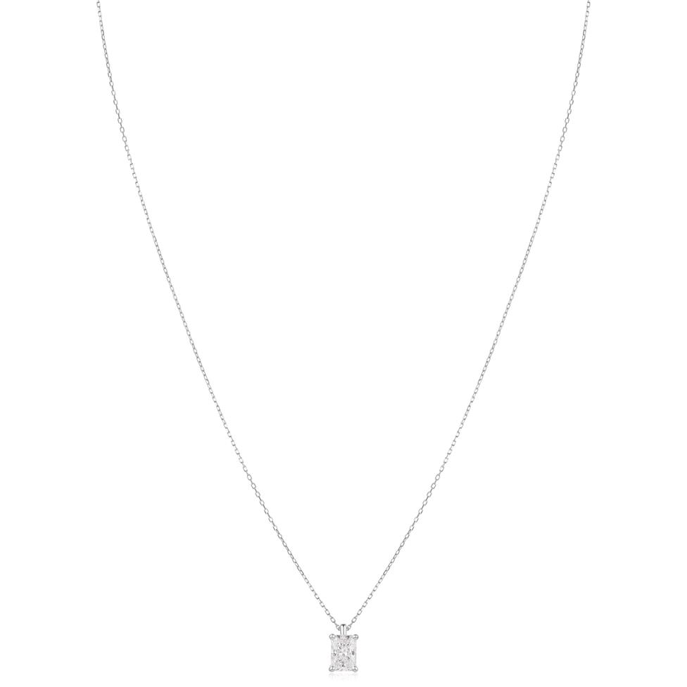 18ct White Gold Lab Grown Radiant-Cut Diamond Necklace 1.00ct Thumbnail Image 1