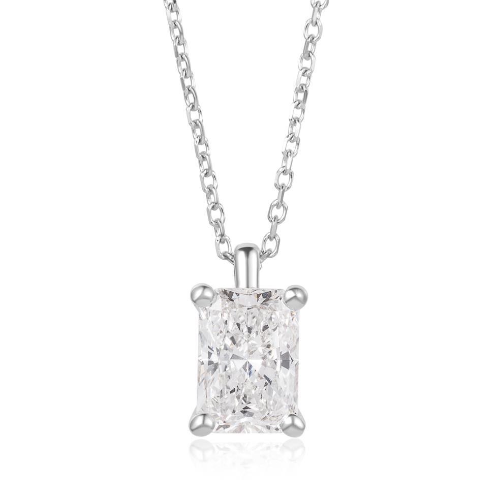 18ct White Gold Lab Grown Radiant-Cut Diamond Necklace 1.00ct Thumbnail Image 0
