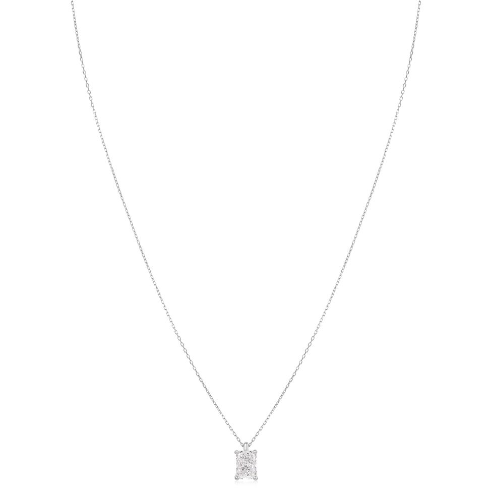 18ct White Gold Lab Grown Radiant-Cut Diamond Necklace 1.50ct Thumbnail Image 1