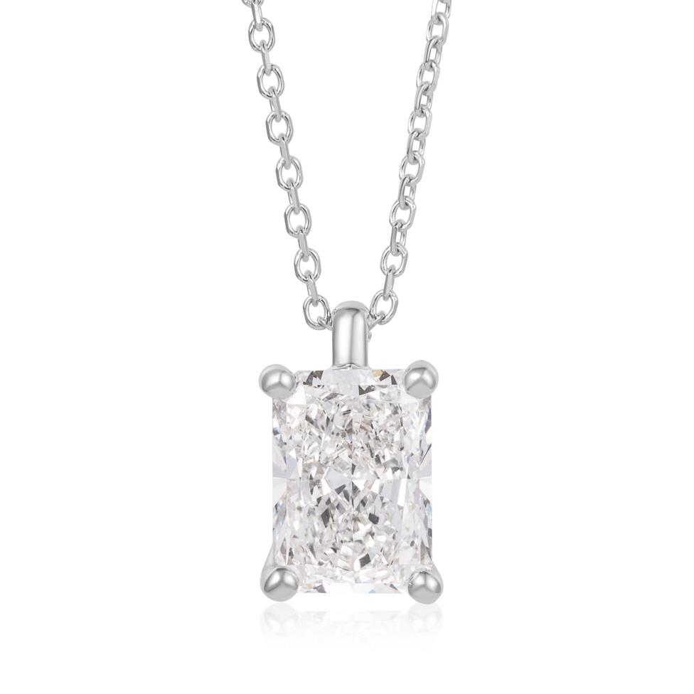 18ct White Gold Lab Grown Radiant-Cut Diamond Necklace 1.50ct Thumbnail Image 0