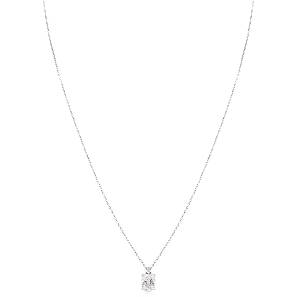 18ct White Gold Lab Grown Oval-Cut Diamond Necklace 1.50ct Thumbnail Image 1