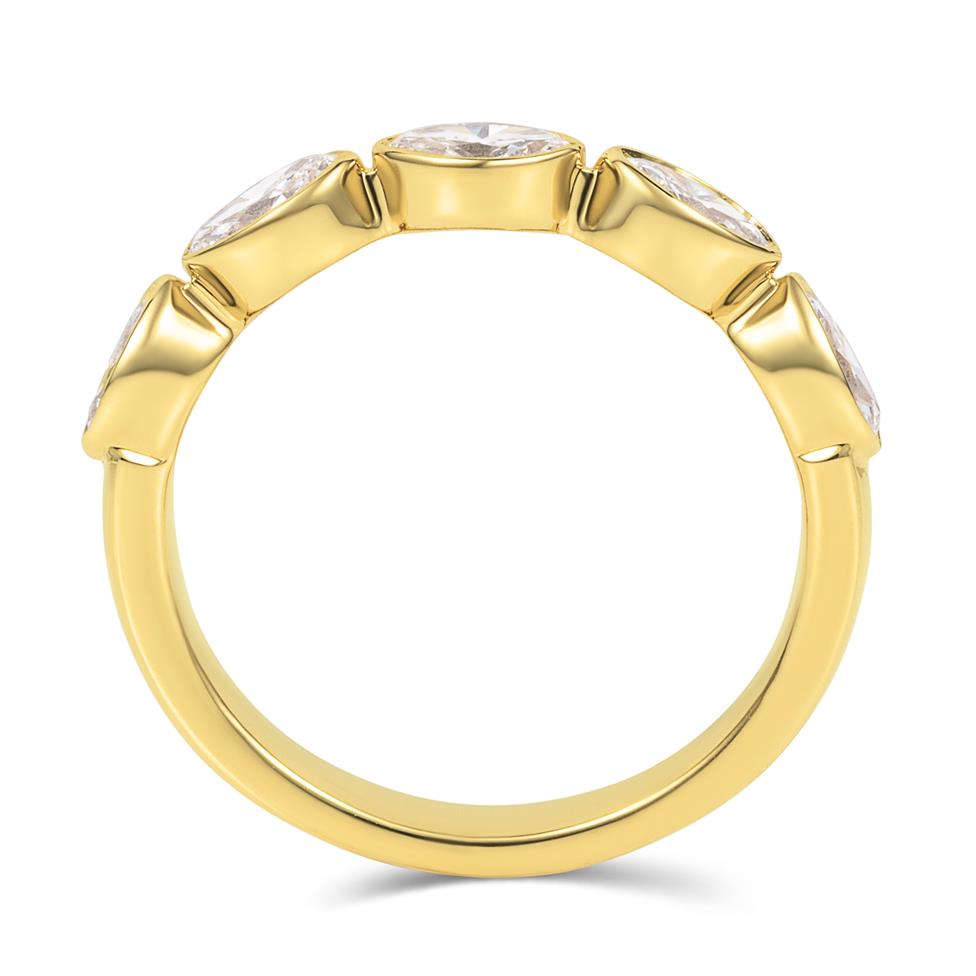 18ct Yellow Gold Bezel Set Marquise Diamond Half Eternity Ring 0.70ct Thumbnail Image 2
