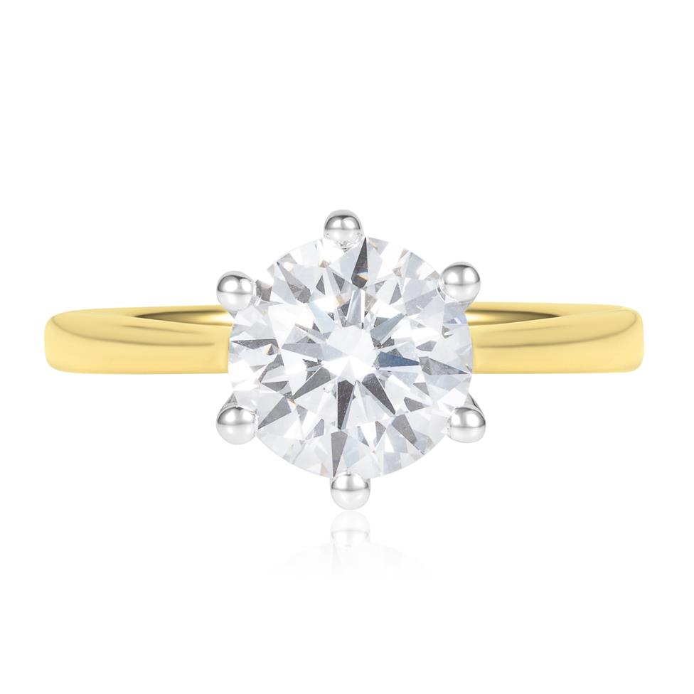 18ct Yellow Gold Lab Grown Round Diamond Engagement Ring 2.00ct Thumbnail Image 1