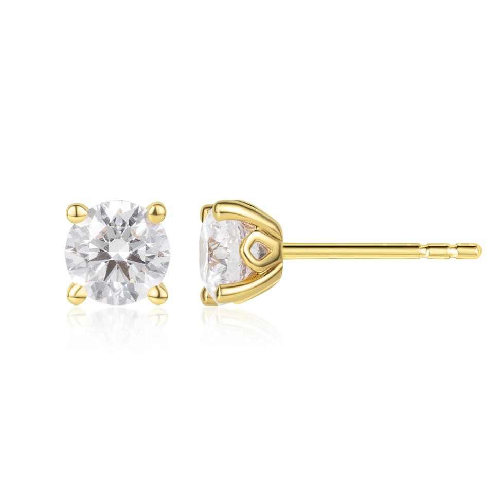 18ct Yellow Gold Lab Grown Round Diamond Earrings 1.40ct Thumbnail Image 0
