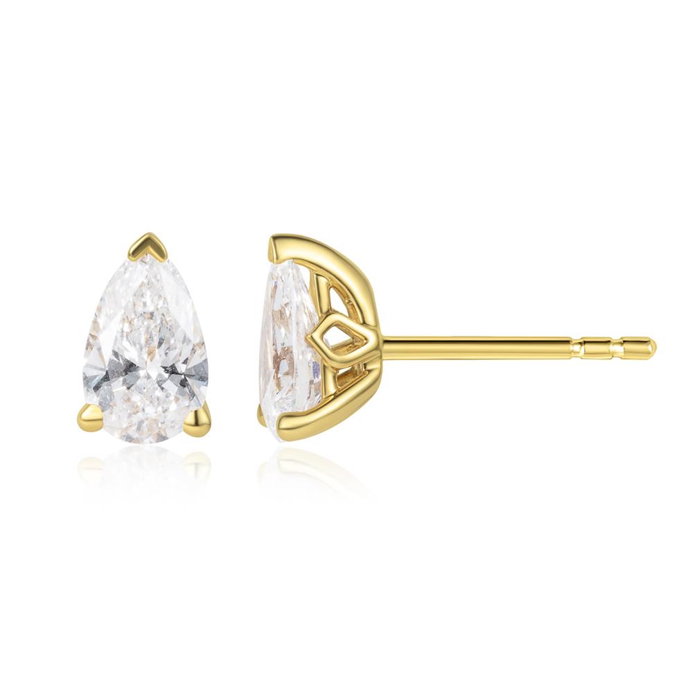 18ct Yellow Gold Lab Grown Pear Shape Diamond Earrings 1.40ct Thumbnail Image 0