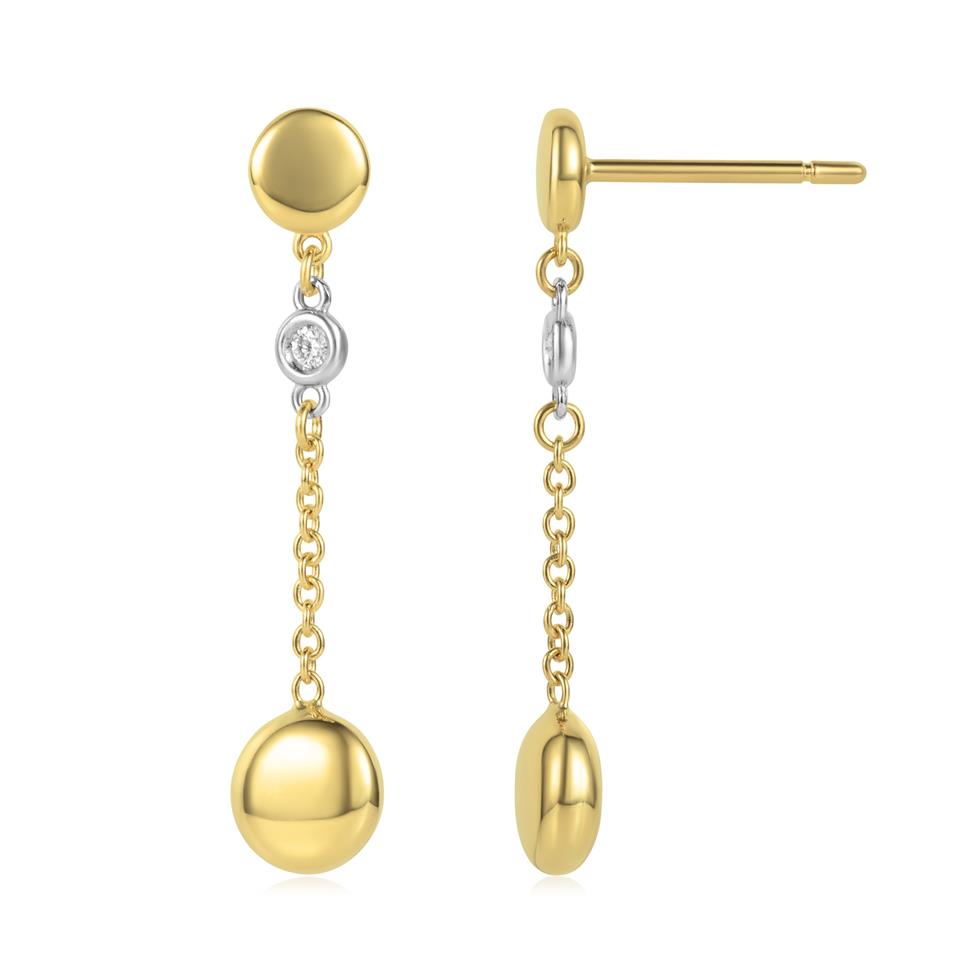 Pebble 18ct Yellow Gold Diamond Drop Earring Thumbnail Image 0