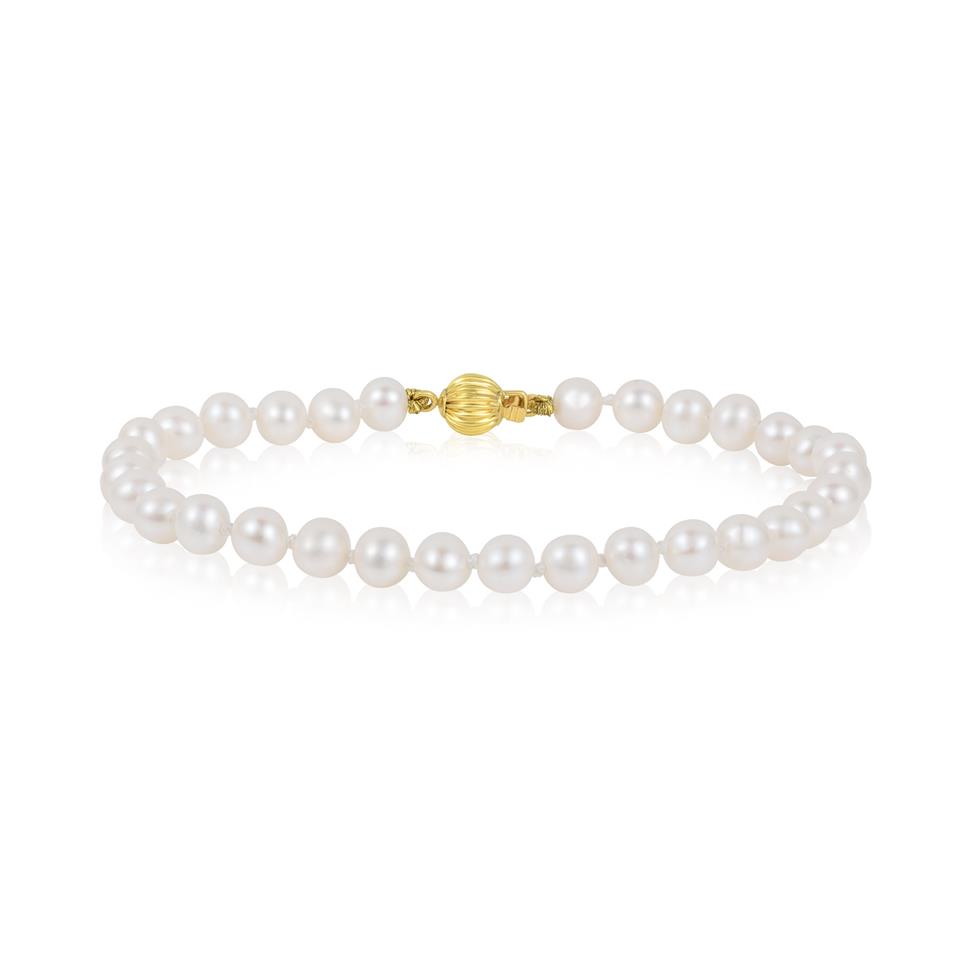 18ct Yellow Gold Freshwater Pearl Bracelet 5.0-5.5mm | 19cm Thumbnail Image 0