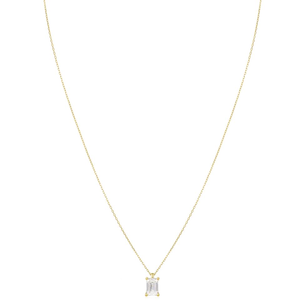 18ct Yellow Gold Lab Grown Emerald-Cut Diamond Necklace 1.50ct Thumbnail Image 1