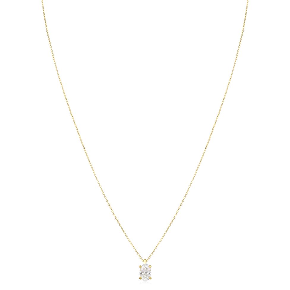 18ct Yellow Gold Lab Grown Oval-Cut Diamond Necklace 1.00ct Thumbnail Image 1