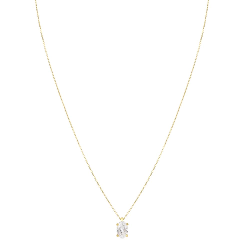 18ct Yellow Gold Lab Grown Oval-Cut Diamond Necklace 1.50ct Thumbnail Image 1
