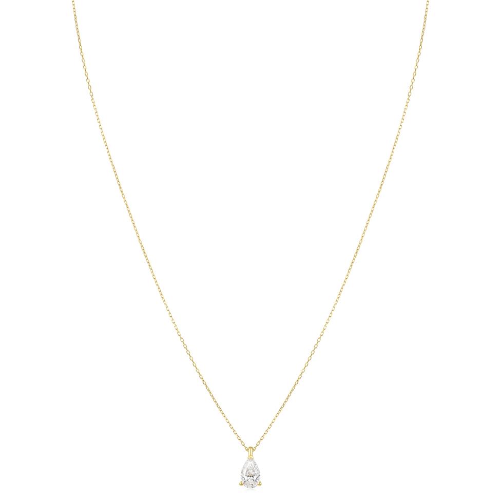18ct Yellow Gold Lab Grown Pear Shape Diamond Necklace 1.00ct Thumbnail Image 1