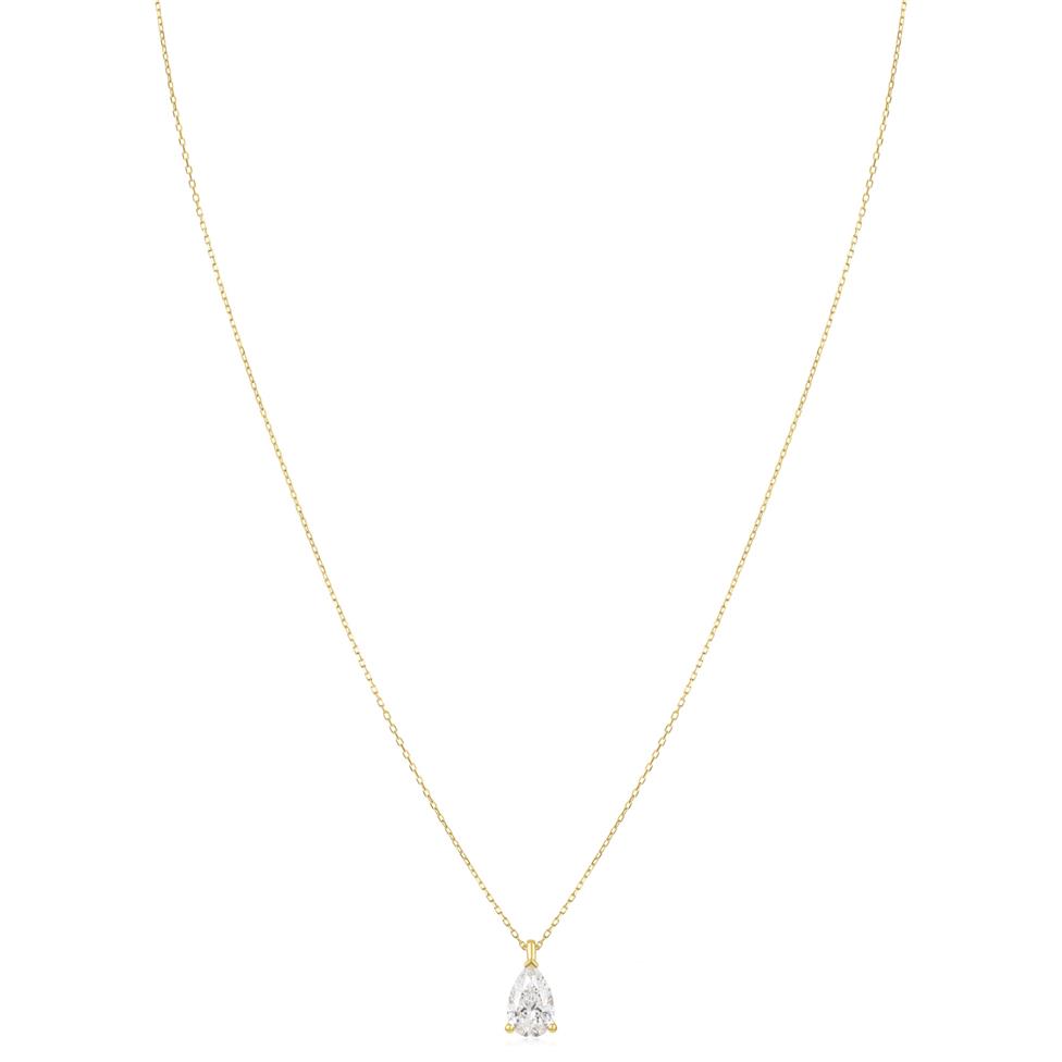18ct Yellow Gold Lab Grown Pear Shape Diamond Necklace 1.50ct Thumbnail Image 1