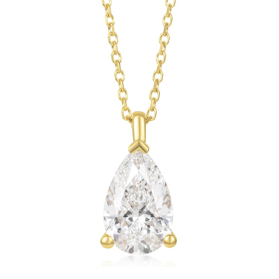 18ct Yellow Gold Lab Grown Pear Shape Diamond Necklace 1.50ct Thumbnail Image 0