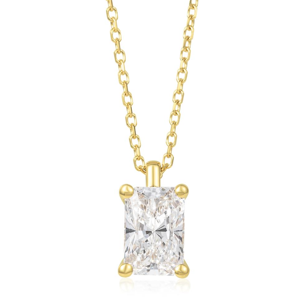 18ct Yellow Gold Lab Grown Radiant-Cut Diamond Necklace 1.00ct Thumbnail Image 0