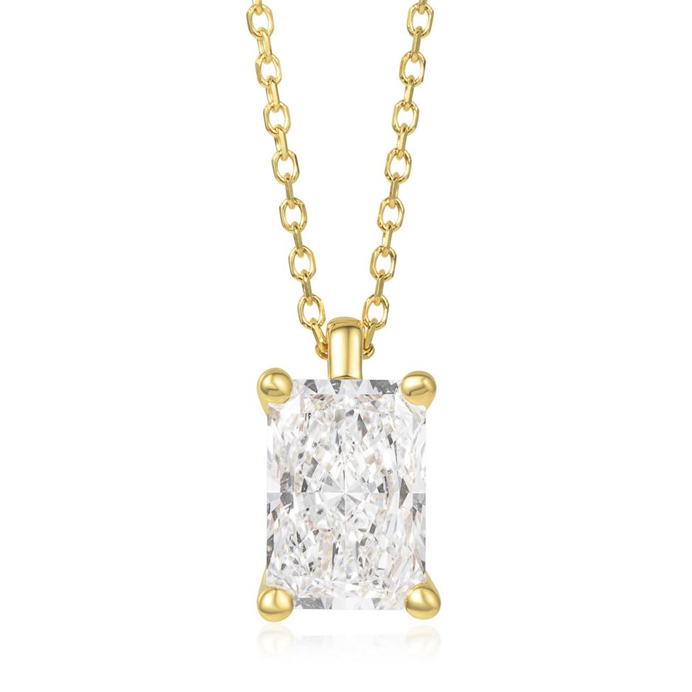 18ct Yellow Gold Lab Grown Radiant-Cut Diamond Necklace 1.50ct Thumbnail Image 0