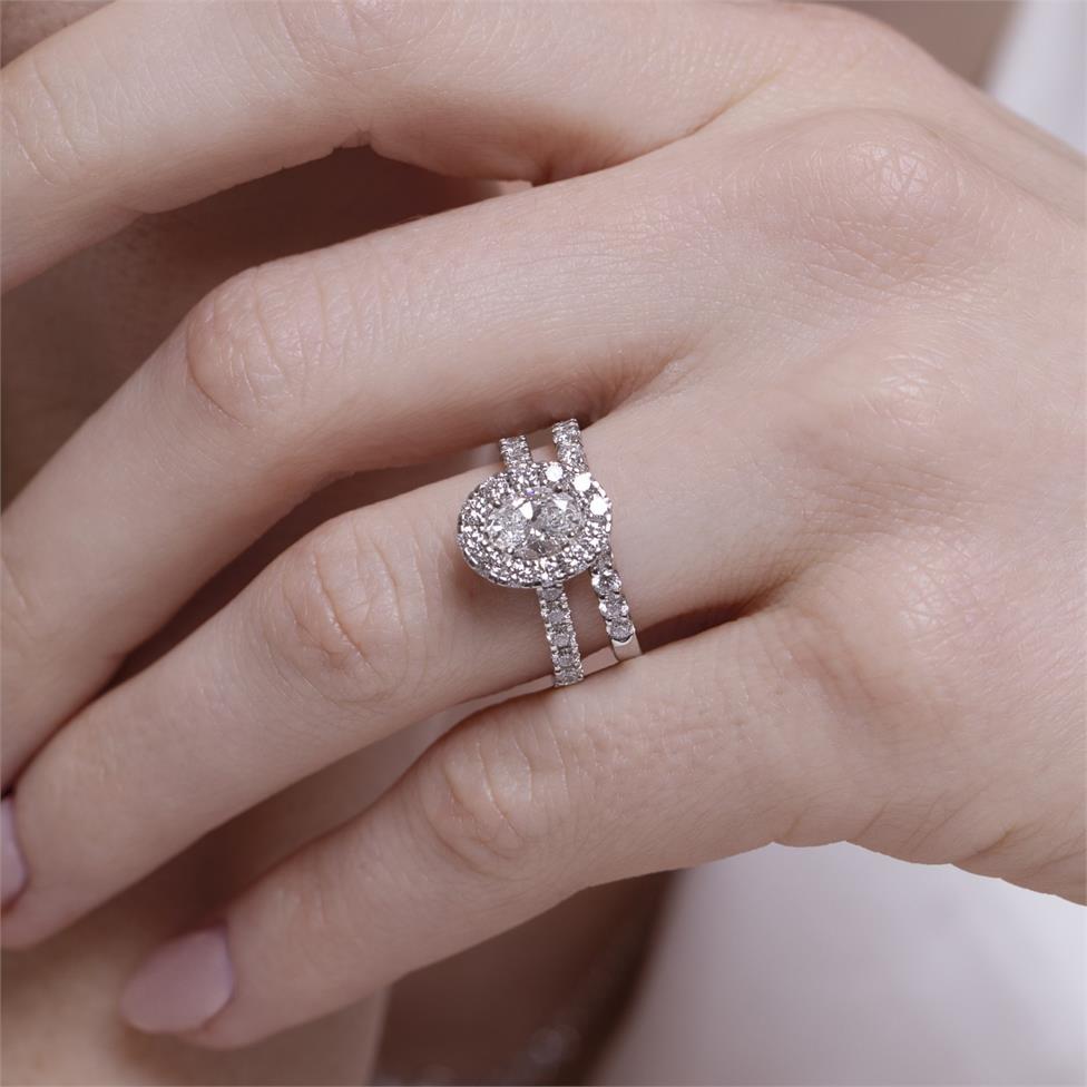 Platinum Oval Diamond Halo Engagement Ring 1.54ct Thumbnail Image 1