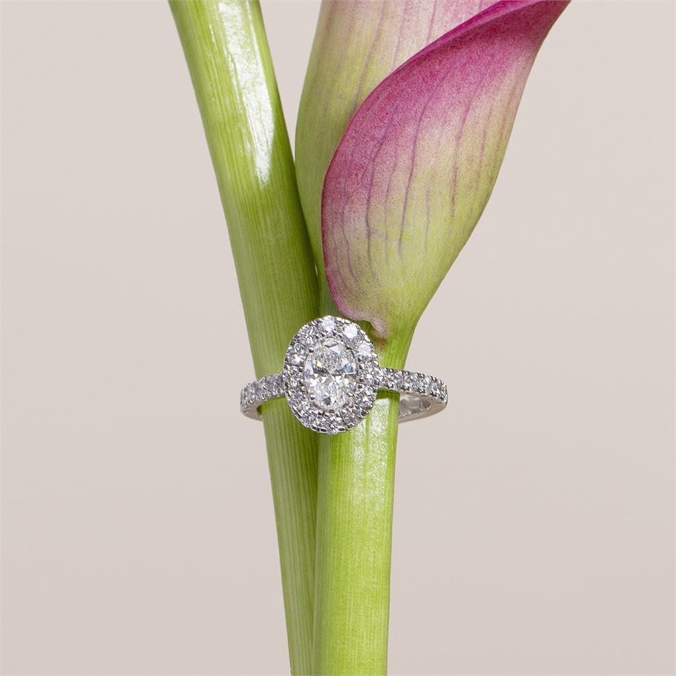 Platinum Oval Diamond Halo Engagement Ring 1.54ct Thumbnail Image 4