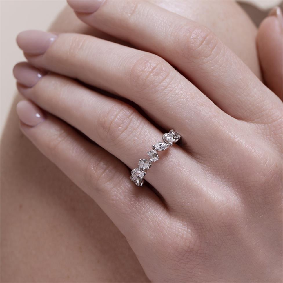 18ct White Gold Mixed Fancy Cut Diamond Half Eternity Ring Thumbnail Image 1