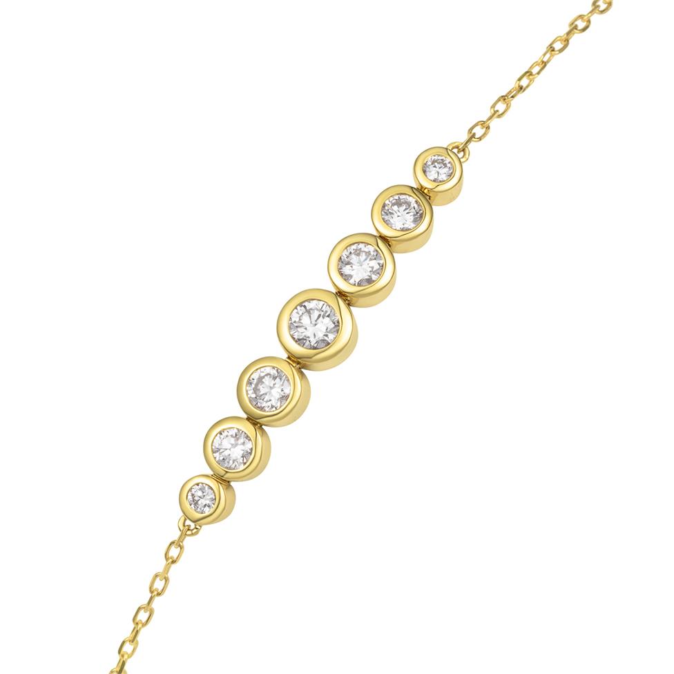 18ct Yellow Gold Graduated Bezel Set Diamond Bracelet Thumbnail Image 2