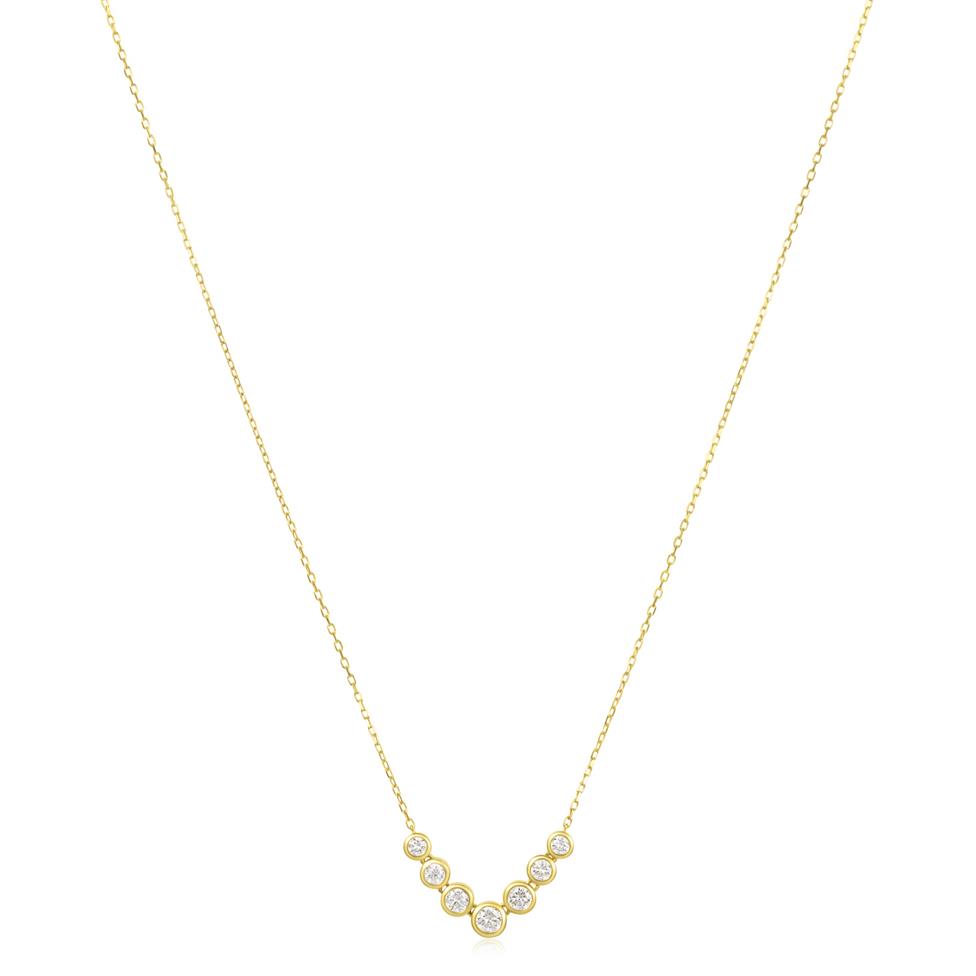 18ct Yellow Gold Graduated Bezel Set Diamond Necklace Thumbnail Image 1