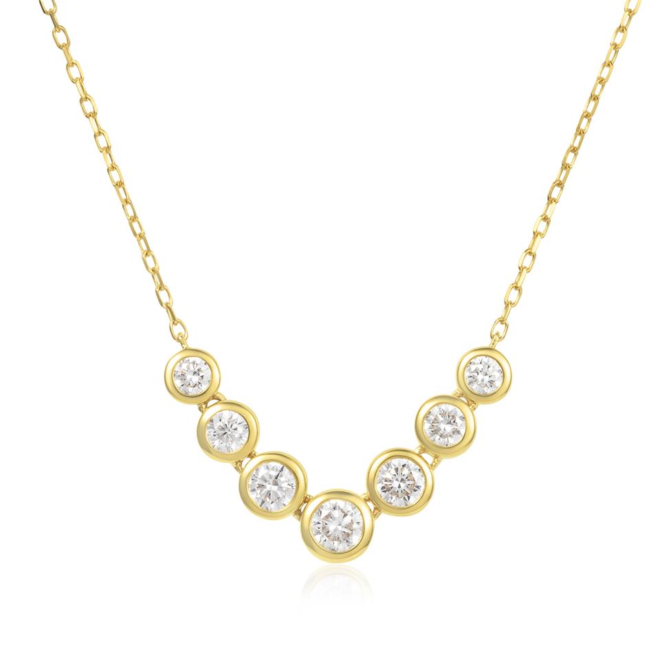 18ct Yellow Gold Graduated Bezel Set Diamond Necklace Thumbnail Image 0