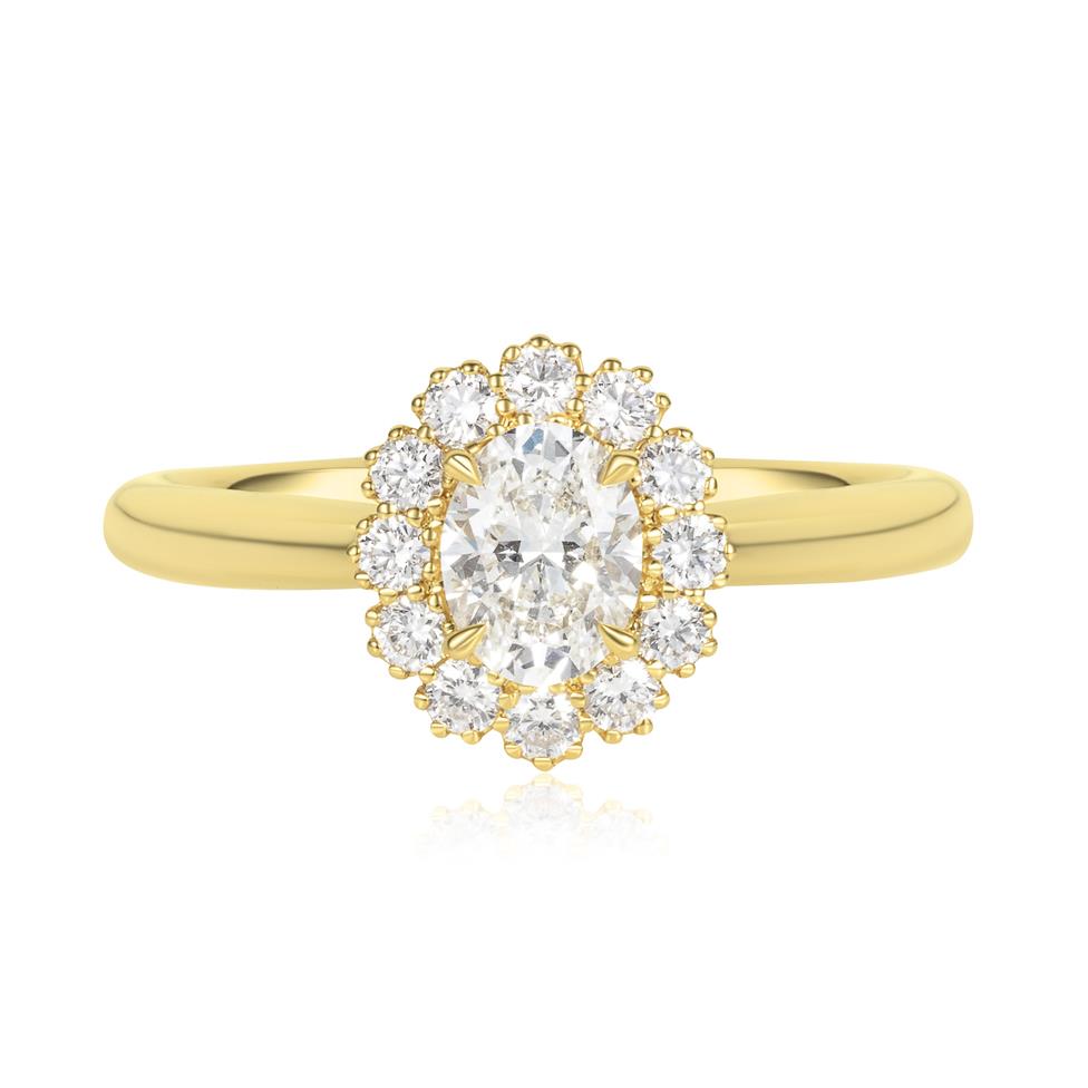 18ct Yellow Gold Oval Diamond Cluster Engagement Ring 0.78ct Thumbnail Image 1
