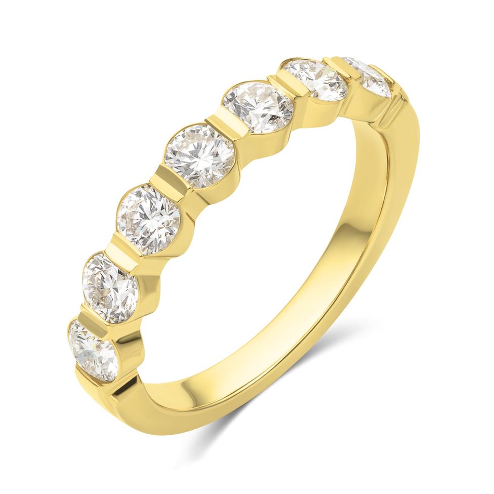 18ct Yellow Gold Modern Bar Set Diamond Eternity Ring 1.00ct Thumbnail Image 0