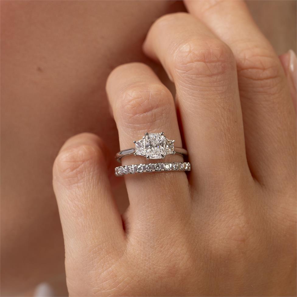 Platinum Radiant Cut Three Stone Diamond Engagement Ring 1.50ct Thumbnail Image 1