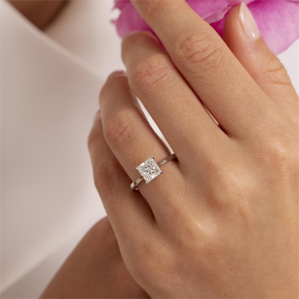 Platinum Princess Cut Diamond Solitaire Engagement Ring 1.50ct Thumbnail Image 1