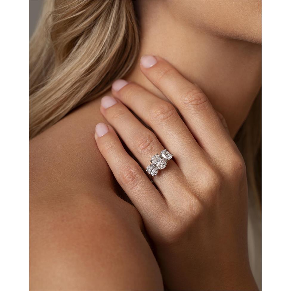 Platinum Lab Grown Oval Diamond Engagement Ring 3.60ct Thumbnail Image 1