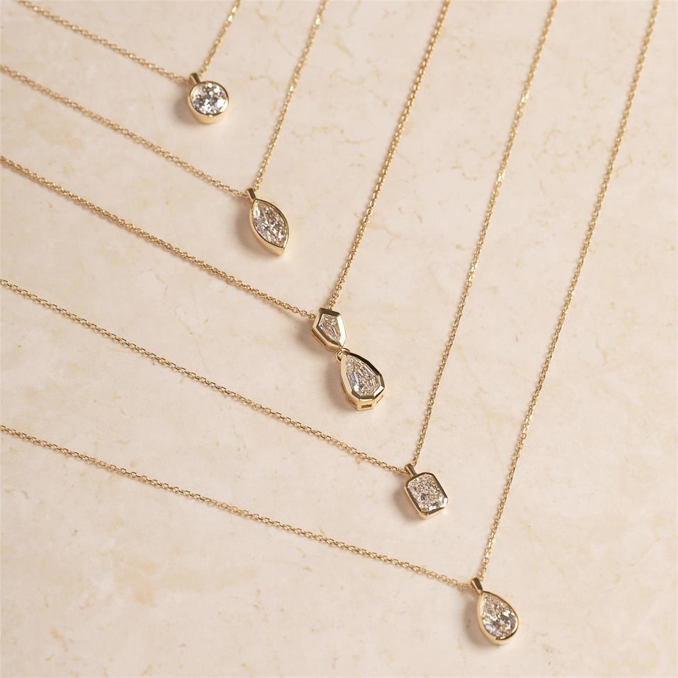 18ct Yellow Gold Geo Cut Pear Diamond Necklace Thumbnail Image 4