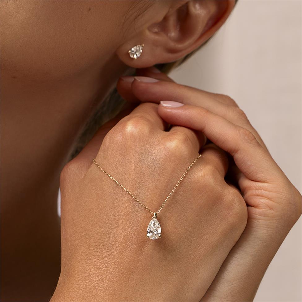 18ct Yellow Gold Lab Grown Pear Shape Diamond Necklace 1.50ct Thumbnail Image 1