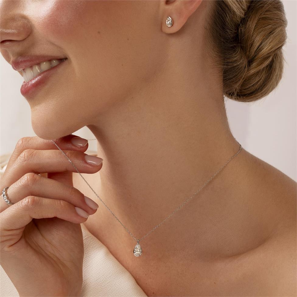 18ct White Gold Pear Diamond Solitaire Necklace 0.80ct Thumbnail Image 1