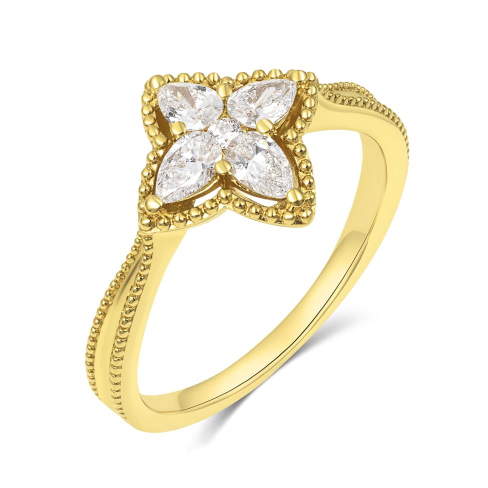 Fleur 18ct Yellow Gold Diamond Ring Thumbnail Image 0