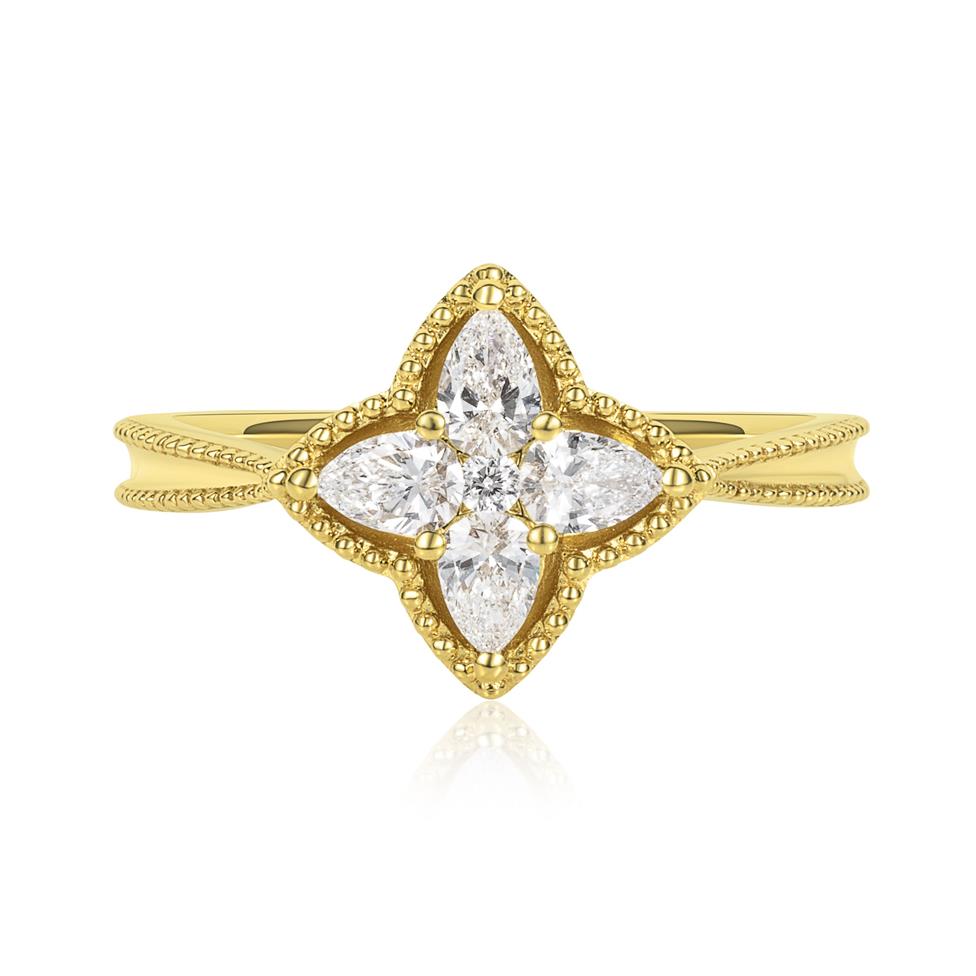 Fleur 18ct Yellow Gold Diamond Ring Thumbnail Image 1