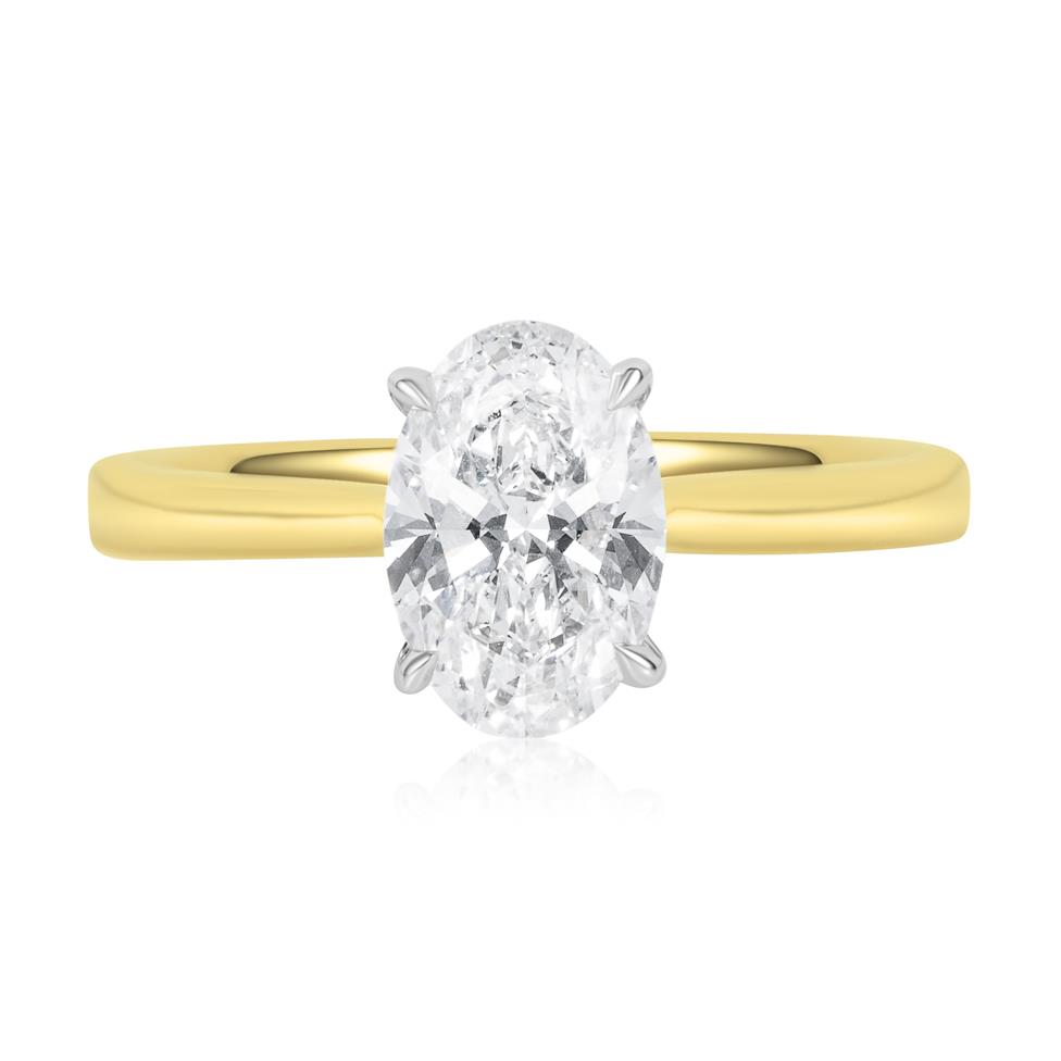 18ct Yellow Gold Lab Grown Oval Diamond Engagement Ring 1.50ct Thumbnail Image 1