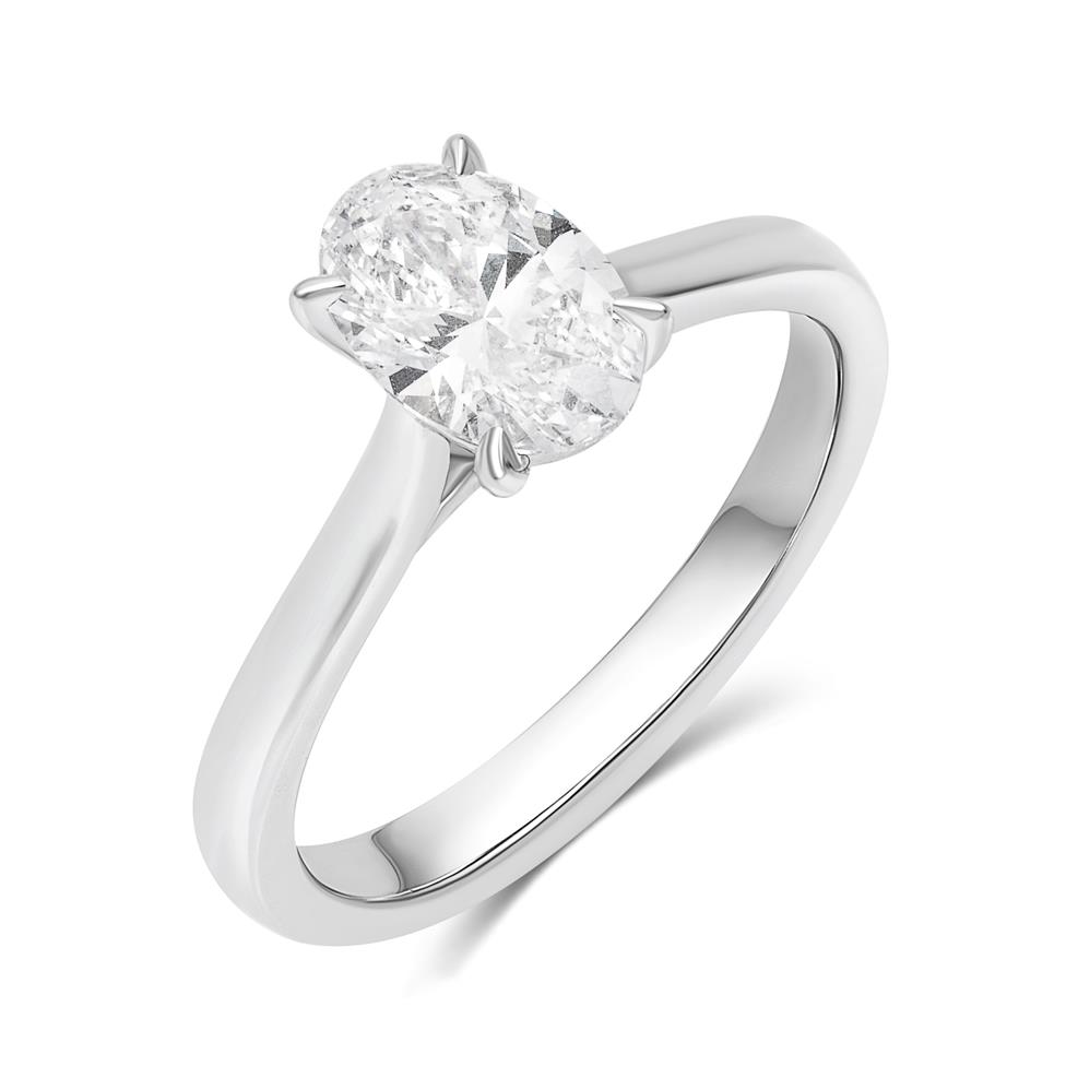 Platinum Lab Grown Oval Diamond Engagement Ring 1.00ct Thumbnail Image 0