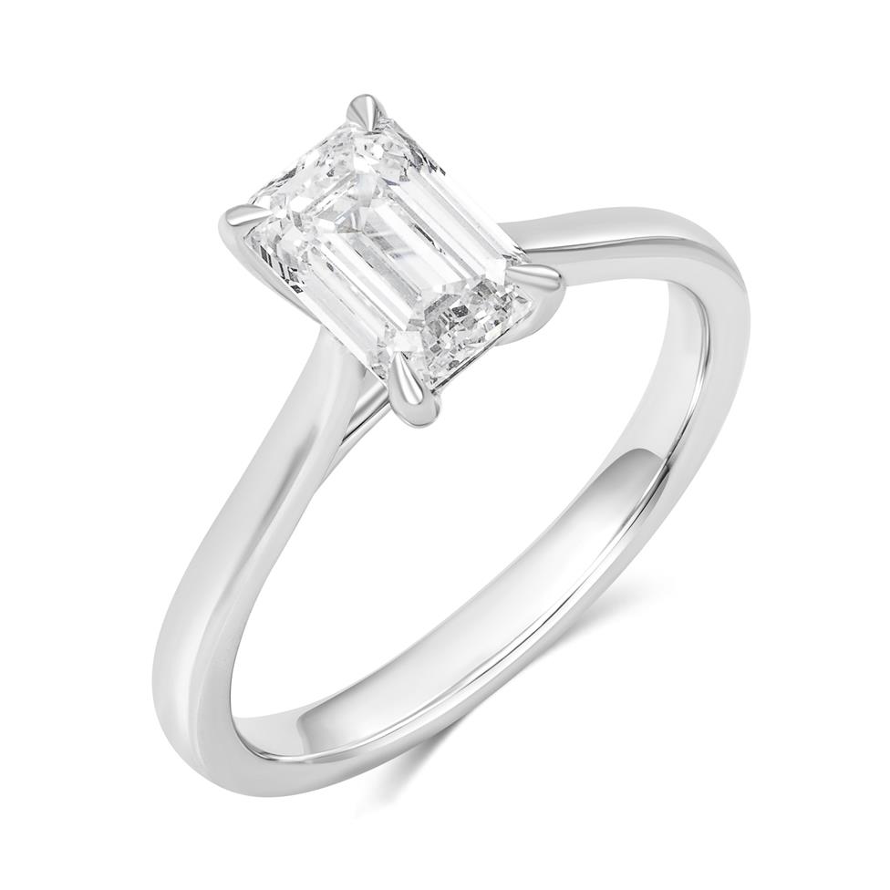 Platinum Lab Grown Emerald Cut Diamond Engagement Ring 1.50ct Thumbnail Image 0