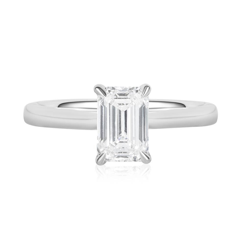 Platinum Lab Grown Emerald Cut Diamond Engagement Ring 1.50ct Thumbnail Image 1