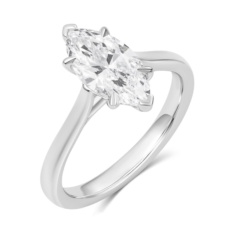 Platinum Lab Grown Marquise Diamond Engagement Ring 1.50ct Thumbnail Image 0