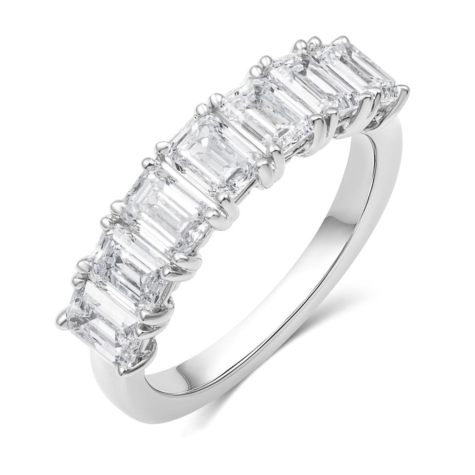 Platinum Lab Grown Emerald Cut Diamond Eternity Ring 2.10ct Thumbnail Image 0