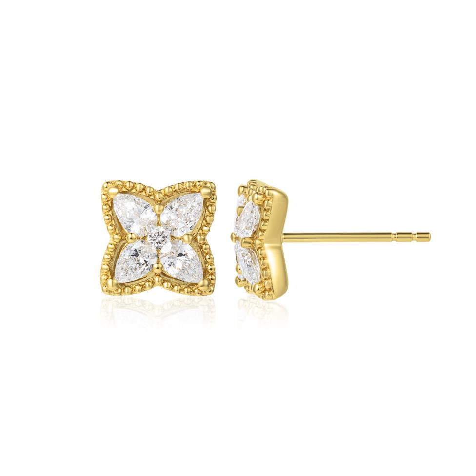 Fleur 18ct Yellow Gold Diamond Earrings Thumbnail Image 0