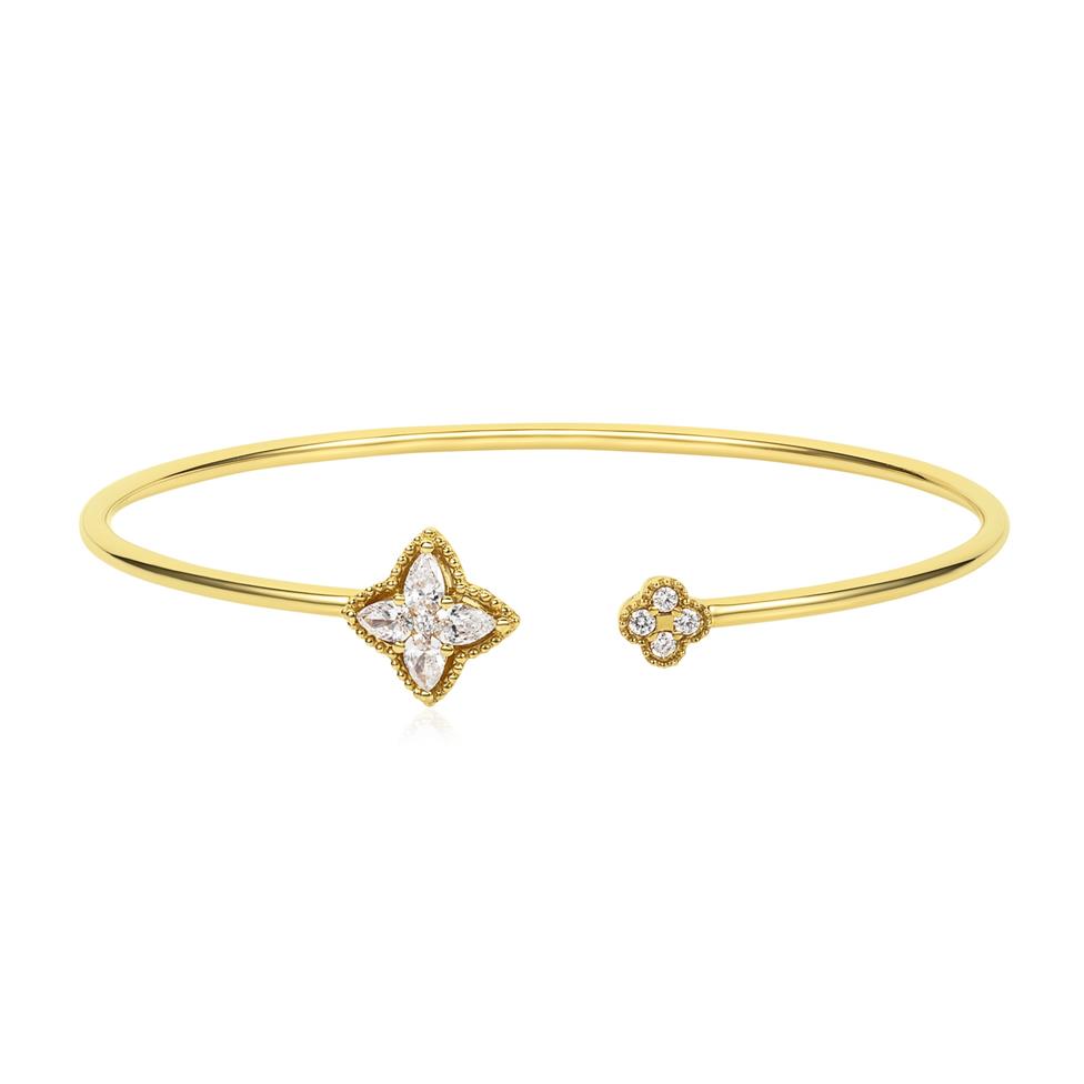 Fleur 18ct Yellow Gold Diamond Bangle Thumbnail Image 0