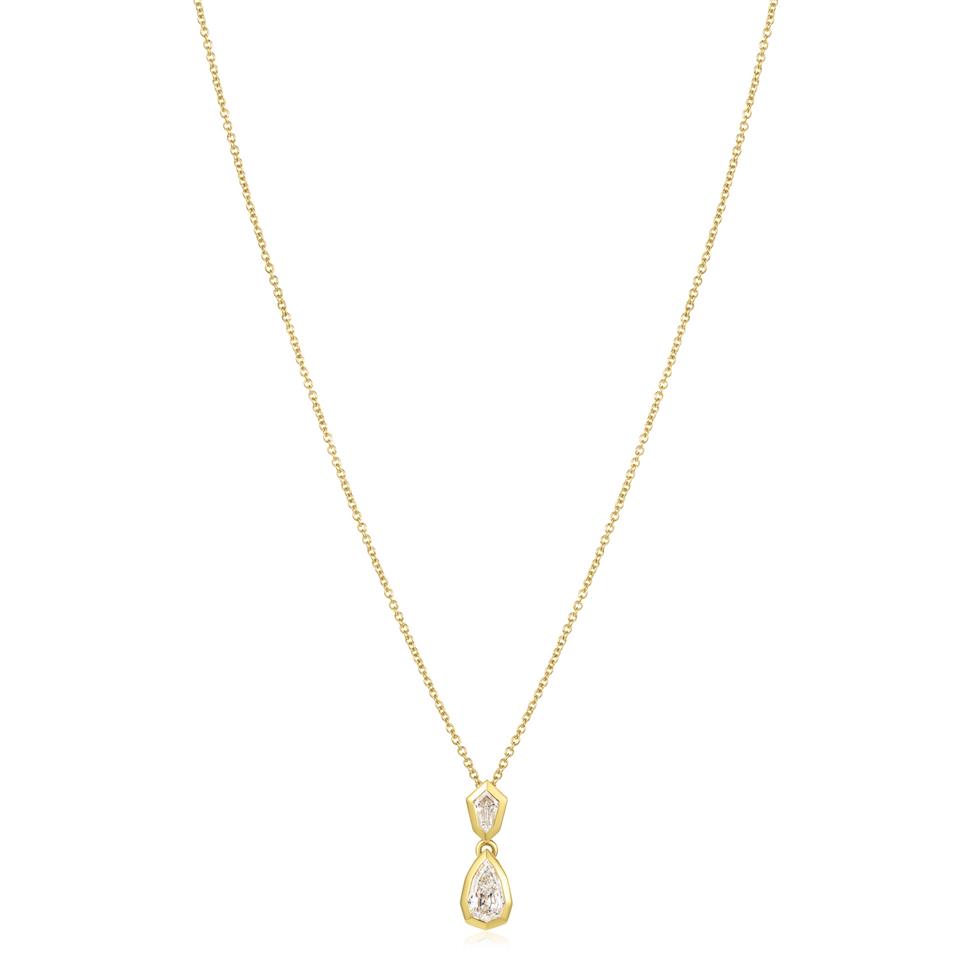 18ct Yellow Gold Geo Cut Pear Diamond Necklace Thumbnail Image 2