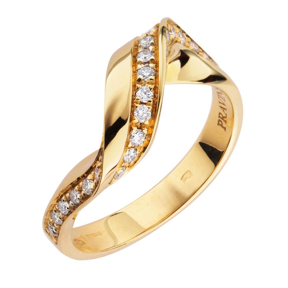 Flamenco 18ct Yellow Gold Diamond Twist Ring Thumbnail Image 0
