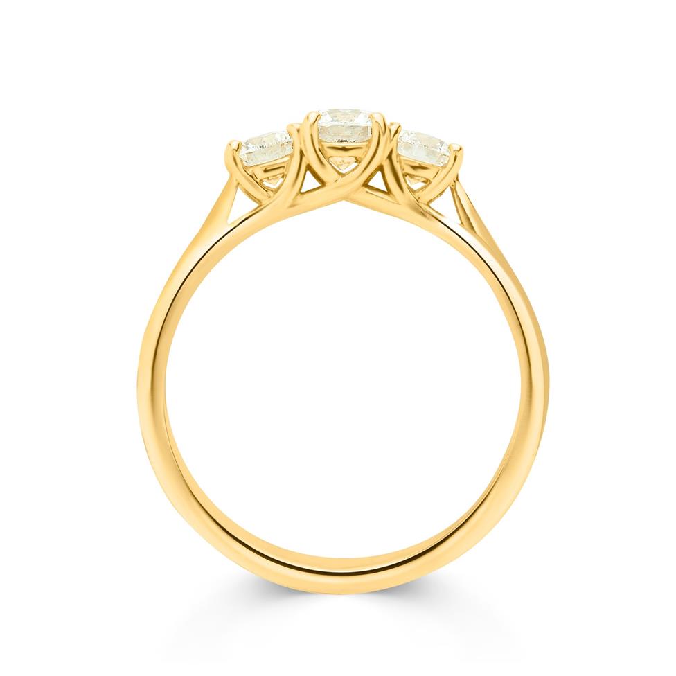 18ct Yellow Gold Diamond Three Stone Engagement Ring 0.80ct Thumbnail Image 1